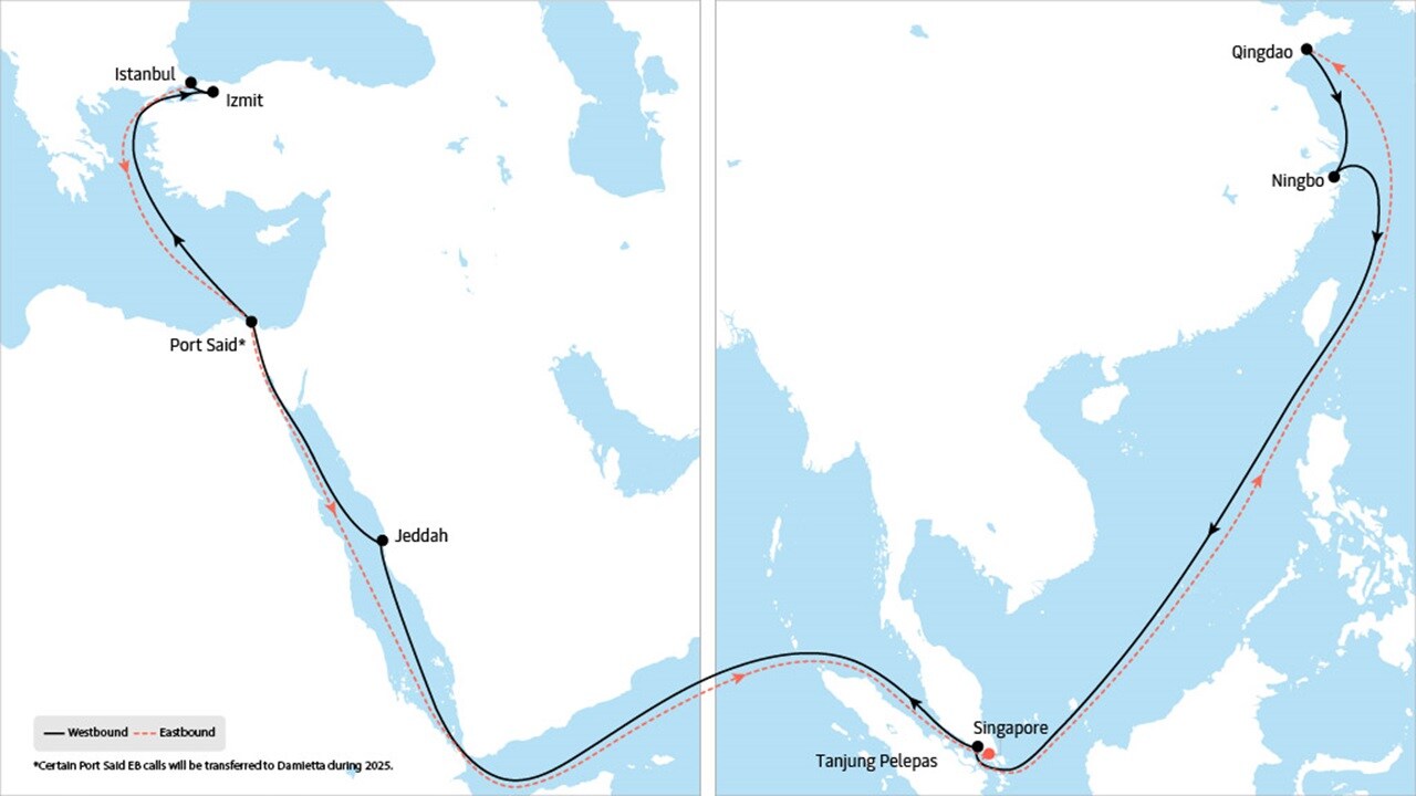 AE 15 - Asia to Europe service route