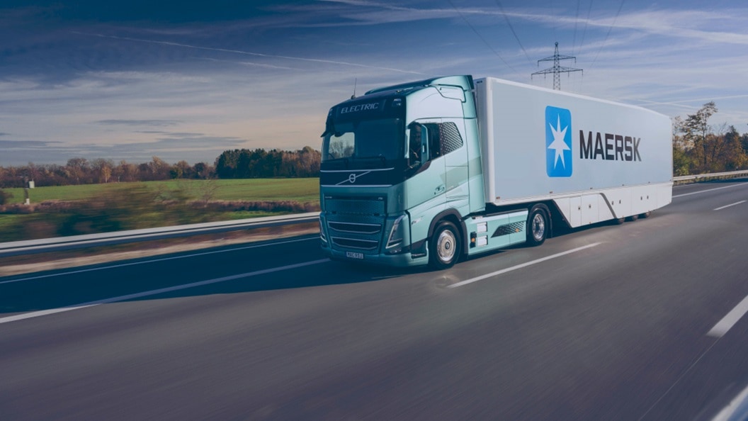 Maersk truck going along the road